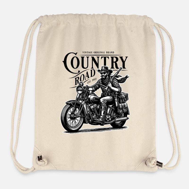 Cowboy-Biker auf Oldtimer-Motorrad - Stanley/Stella recycelter Gym Bag - Naturweiß