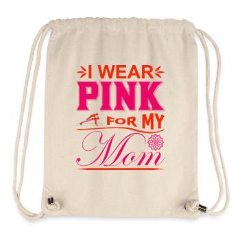 Je porte du rose pour soutenir ma mère contre le cancer du sein - Sac à cordon recyclé Stanley/Stella - blanc naturel - Devant