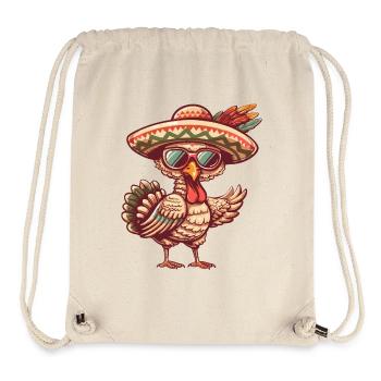 Sombrero comique drôle de la bande dessinée de la dinde - Sac à cordon recyclé Stanley/Stella - blanc naturel - Devant