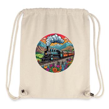 Nostalgic Railway Train of Smoking Locomotive - Stanley/Stella Recycled Gym Bag - natural - Front