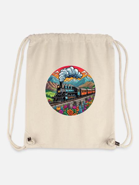 Nostalgischer Eisenbahnzug qualmender Lokomotive - Stanley/Stella recycelter Gym Bag - Naturweiß