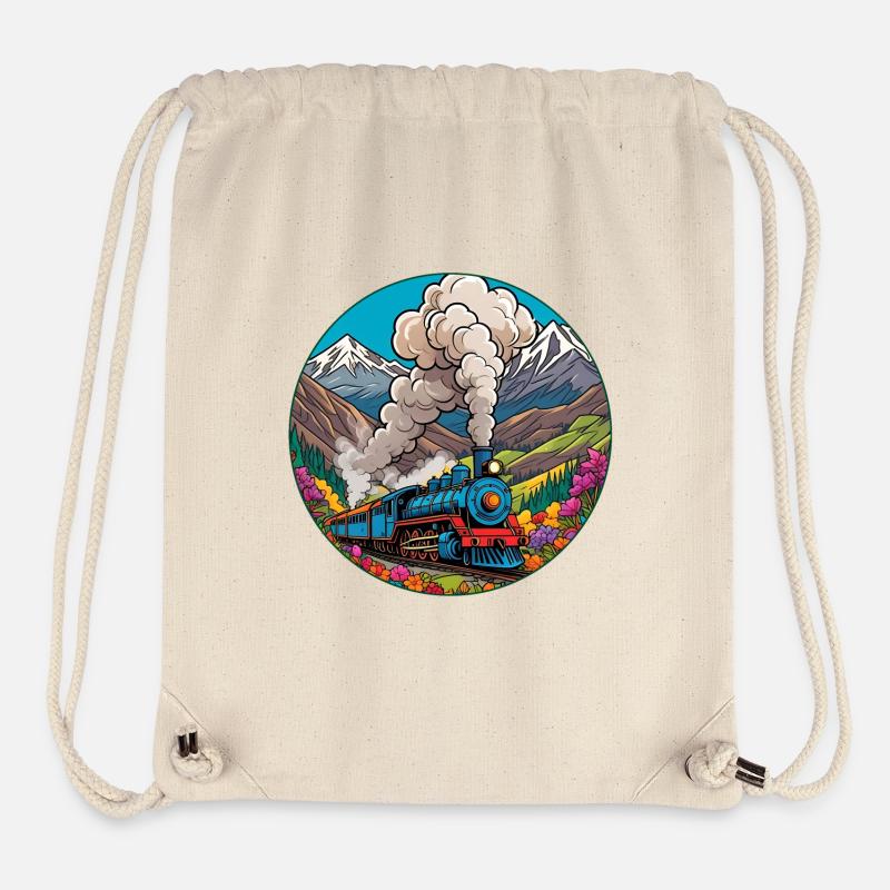 Nostalgischer Eisenbahnzug qualmender Lokomotive - Stanley/Stella recycelter Gym Bag - Naturweiß