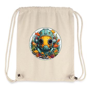 Diving helmet with fish on the bottom of the sea - Stanley/Stella Recycled Gym Bag - natural - Front