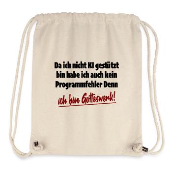 God's Work-Ki-God Created Me-Saying - Stanley/Stella Recycled Gym Bag - natural - Front