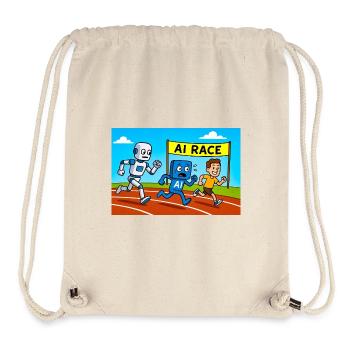 KI Rennen Laufen Cartoon Design - Stanley/Stella recycelter Gym Bag - Naturweiß - Vorne