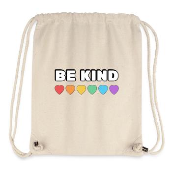 Sei freundlich Regenbogenherzen LGBT Stolz - Stanley/Stella recycelter Gym Bag - Naturweiß - Vorne