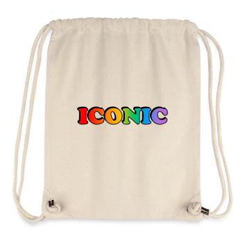 Iconic - Texte arc-en-ciel LGBT Pride Gay Icon - Sac à cordon recyclé Stanley/Stella - blanc naturel - Devant