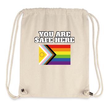 LGBTQ Hier sind Sie sicher - Stanley/Stella recycelter Gym Bag - Naturweiß - Vorne