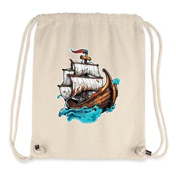 Bateau pirate / Bateau / Mer / Océan / Vagues - Sac à cordon recyclé Stanley/Stella - blanc naturel - Devant