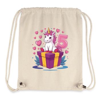Unicorn - 5th Birthday - 5 Years - Stanley/Stella Recycled Gym Bag - natural - Front