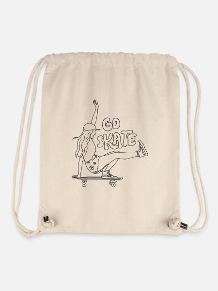 Go Skate Girl – Surfskate Design for Women (Black) - Stanley/Stella Recycled Gym Bag - natural