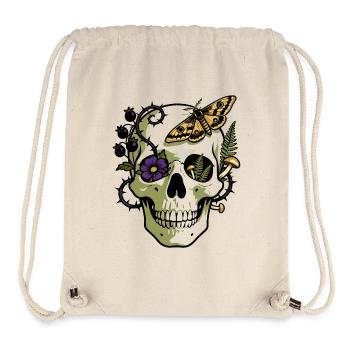 Crâne Natura avec des Fleurs et des Papillons - Sac à cordon recyclé Stanley/Stella - blanc naturel - Devant