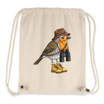 Explorateur Robin avec jumelles - Sac à cordon recyclé Stanley/Stella - blanc naturel - Devant