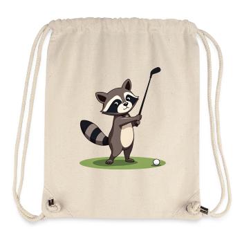 Raccoon playing golf - Stanley/Stella Recycled Gym Bag - natural - Front