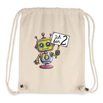 Ich bin 2 Jahre zweiter Geburtstag kleiner Roboter - Stanley/Stella recycelter Gym Bag - Naturweiß - Vorne