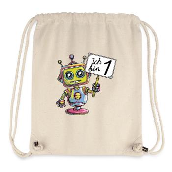 Ich bin 1 Jahr erster Geburtstag kleiner Roboter - Stanley/Stella recycelter Gym Bag - Naturweiß - Vorne