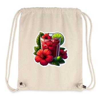 Thé à l’hibiscus et aux fleurs rouges - Sac à cordon recyclé Stanley/Stella - blanc naturel - Devant