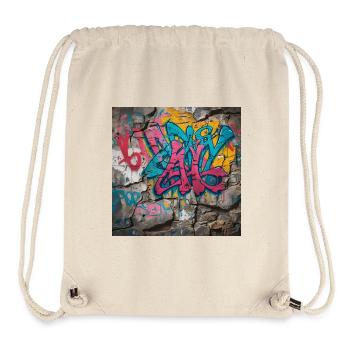 Colorful graffiti on stone wall - Stanley/Stella Recycled Gym Bag - natural - Front