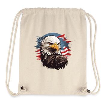 Portrait de pygargue à tête blanche avec drapeau - Sac à cordon recyclé Stanley/Stella - blanc naturel - Devant