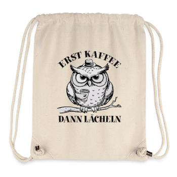 Grantige Eule mit lustigem Kaffeetrinkerspruch - Stanley/Stella recycelter Gym Bag - Naturweiß - Vorne