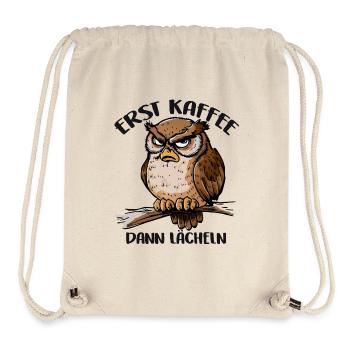 Grantige Eule mit lustigem Kaffeetrinkerspruch - Stanley/Stella recycelter Gym Bag - Naturweiß - Vorne