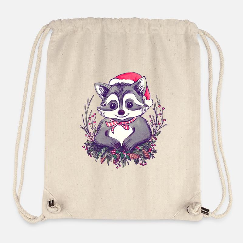 Waschbär_Vintage de Noël - Sac à cordon recyclé Stanley/Stella - blanc naturel