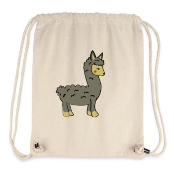Verspieltes Lama mit Zopf und Knopfohren - Stanley/Stella recycelter Gym Bag - Naturweiß - Vorne