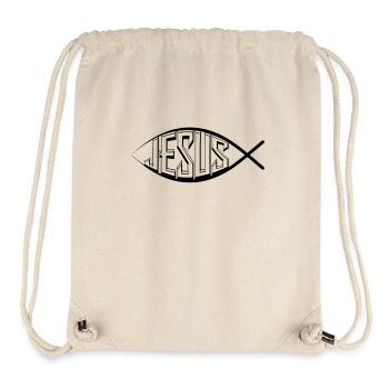 jésus poisson symbole église Dieu prier croire fils - Sac à cordon recyclé Stanley/Stella - blanc naturel - Devant