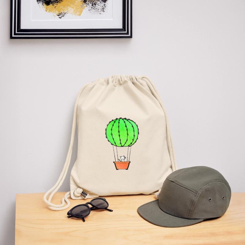 Chemise mignonne de Catcus avec le chat à l'intérieur d'une boule de cactus Sac à cordon recyclé Stanley/Stella