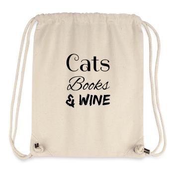 cats, Books and Wine - Cat Lovers Wine Read - Stanley/Stella Recycled Gym Bag - natural - Front