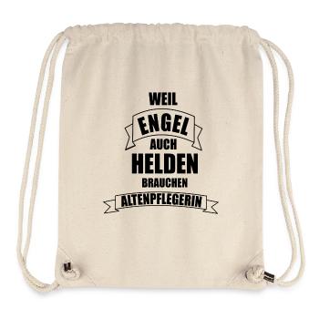 Altenpflegerin T-Shirt - Engel brauchen Helden - Stanley/Stella recycelter Gym Bag - Naturweiß - Vorne