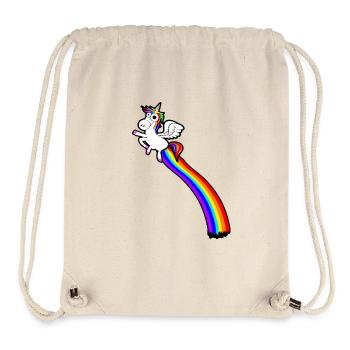 Einhorn furzt sich mit einem Regenbogen hoch - Stanley/Stella recycelter Gym Bag - Naturweiß - Vorne