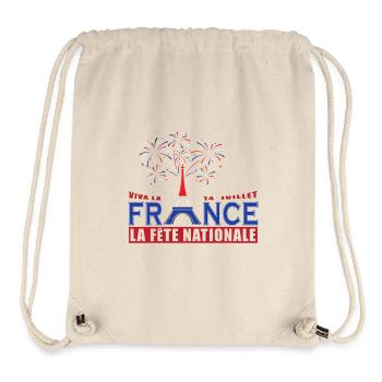 France 14 juillet Cadeau de la Fête nationale - Sac à cordon recyclé Stanley/Stella - blanc naturel - Devant