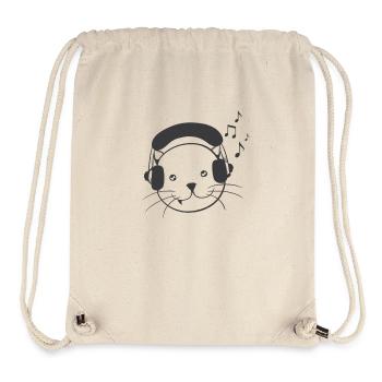 Musik Kopfhörer Katze - Stanley/Stella recycelter Gym Bag - Naturweiß - Vorne