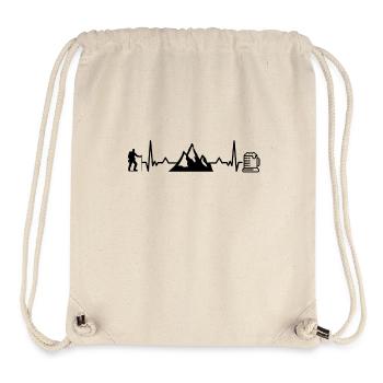 Randonnée et bière Fréquence cardiaque Randonnée en montagne - Sac à cordon recyclé Stanley/Stella - blanc naturel - Devant