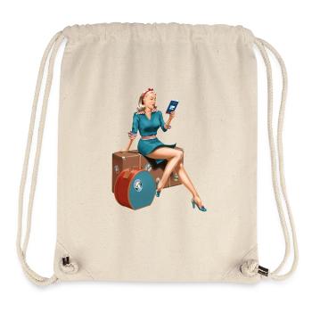 Pin Up girl auf Reisen - retro, american style - Stanley/Stella recycelter Gym Bag - Naturweiß - Vorne