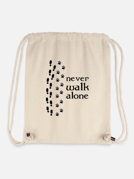 559 Hund never walk alone b - Stanley/Stella recycelter Gym Bag - Naturweiß