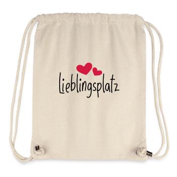 Lieblingsplatz Kissen mit Herz - Stanley/Stella recycelter Gym Bag - Naturweiß - Vorne