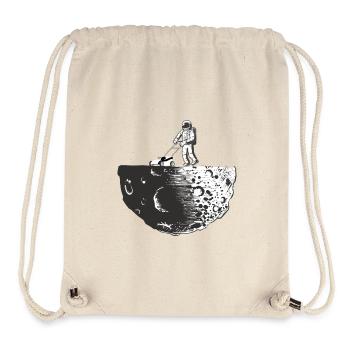 Homme lune astronaute tondeuse à gazon jardinage - Sac à cordon recyclé Stanley/Stella - blanc naturel - Devant
