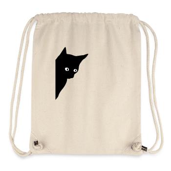 Chat noir aux yeux brillants - Sac à cordon recyclé Stanley/Stella - blanc naturel - Devant