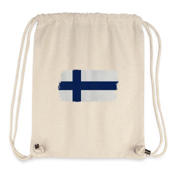 Drapeau finlandais aspect acrylique - Sac à cordon recyclé Stanley/Stella - blanc naturel - Devant