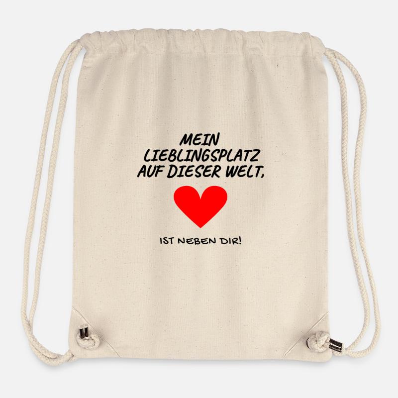 Liebes Kissen mit Spruch Romantisch - Stanley/Stella recycelter Gym Bag - Naturweiß