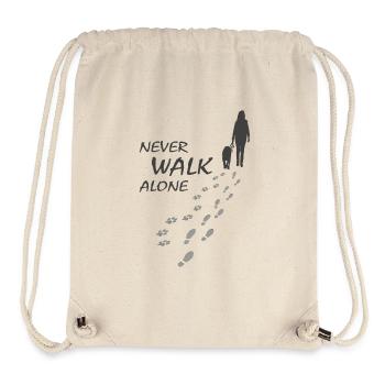 Hund - NEVER WALK ALONE, Hundeliebhaber, Gassi - Stanley/Stella recycelter Gym Bag - Naturweiß - Vorne