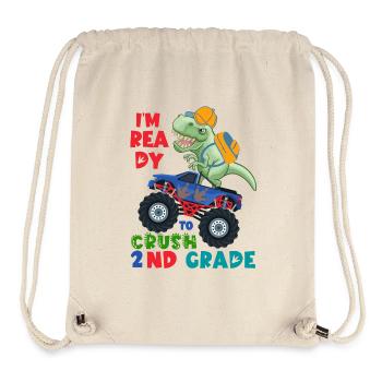 Ready to Crush 2nd Grade Dinosaur Monster Truck - Stanley/Stella Recycled Gym Bag - natural - Front