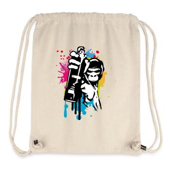 sprayer gorille d’art de rue cool dans le style graffiti - Sac à cordon recyclé Stanley/Stella - blanc naturel - Devant