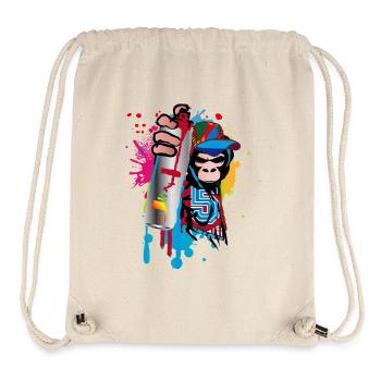sprayer gorille d’art de rue cool dans le style graffiti - Sac à cordon recyclé Stanley/Stella - blanc naturel - Devant