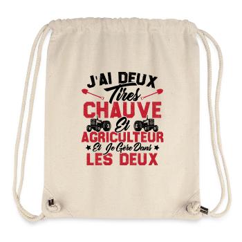 Chauve Agriculteur / Humour Cadeau Agriculture - Sac à cordon recyclé Stanley/Stella - blanc naturel - Devant