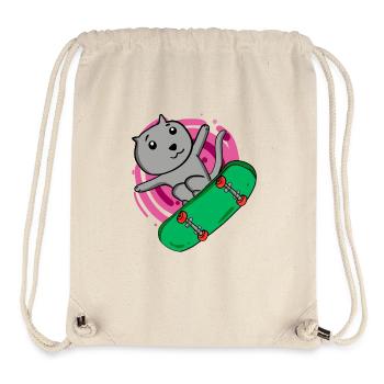 Cat Russian Blue en tant que patineur avec skateboard - Sac à cordon recyclé Stanley/Stella - blanc naturel - Devant