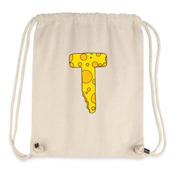 Lettre T - Sac à cordon recyclé Stanley/Stella - blanc naturel - Devant