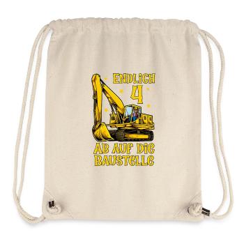Ab auf die Baustelle - Bagger Geburtstag 4 Jahre - Stanley/Stella recycelter Gym Bag - Naturweiß - Vorne